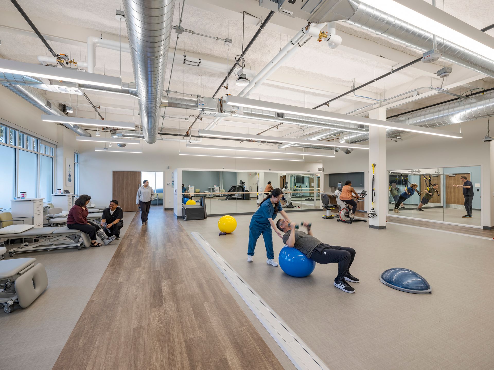 physical therapy treatment space with natural light